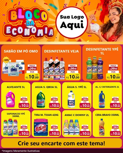 Modelo de Rede Social para Feed Instagram com o tema Bloco da Economia para Produtos de Limpeza