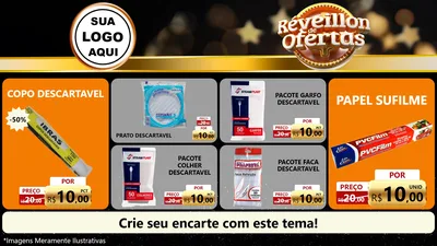 Modelo de TV para TV Horizontal com o tema Réveillon de Ofertas para Embalagens