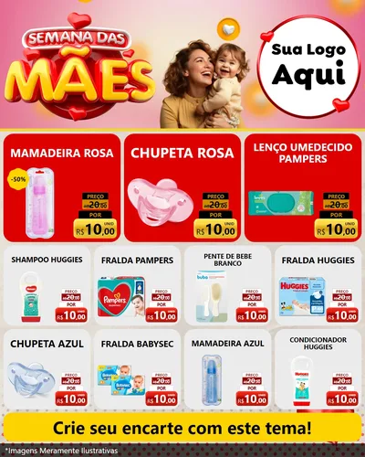Modelo de Rede Social para Feed Instagram com o tema Semana das Mães para Bebês
