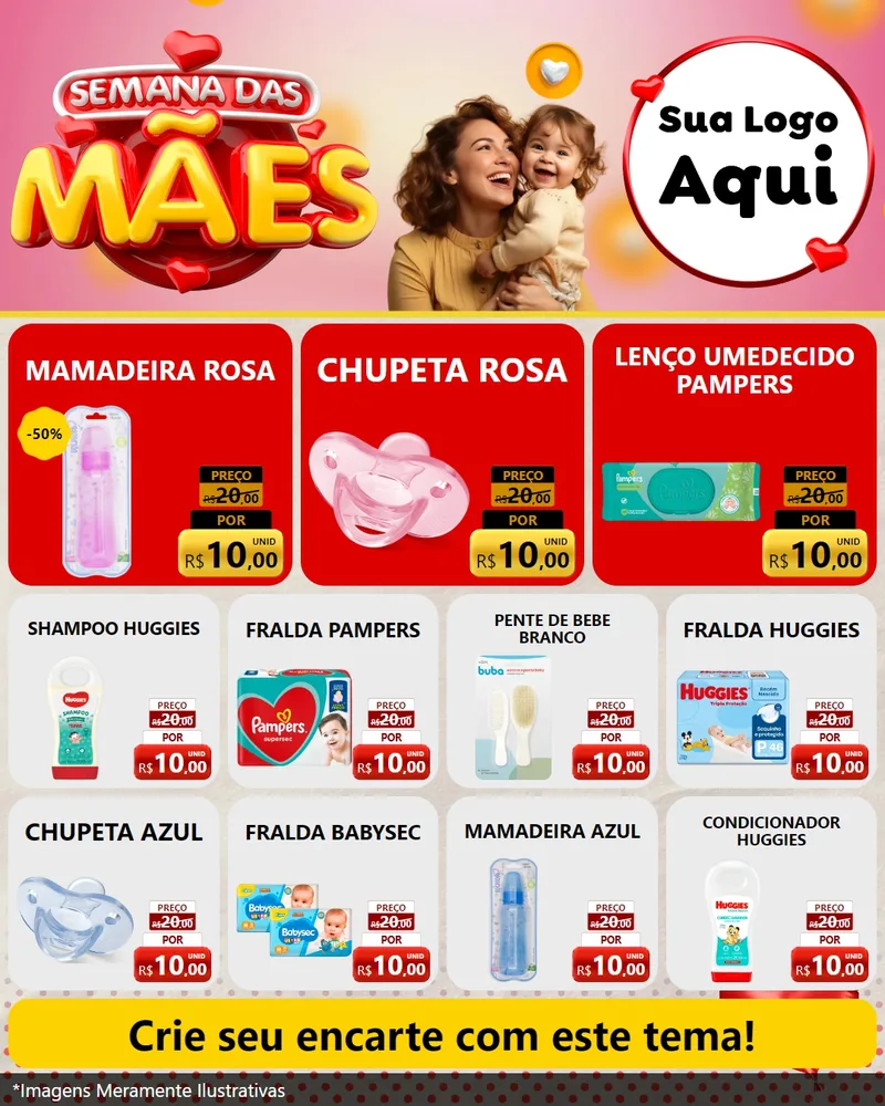 Modelo de Rede Social para Feed Instagram com o tema Semana das Mães para Bebês