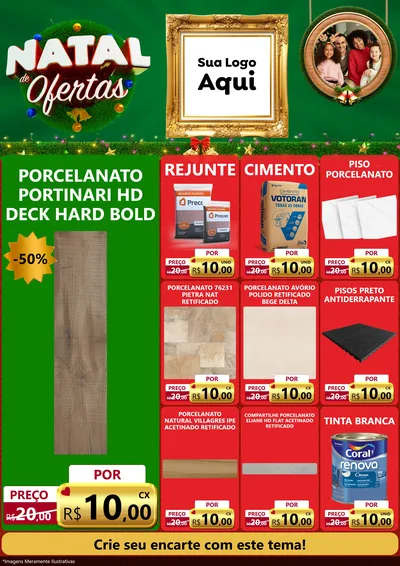 Modelo de Encarte para Encarte A4 Vertical com o tema Natal de Ofertas para Pisos e revestimentos