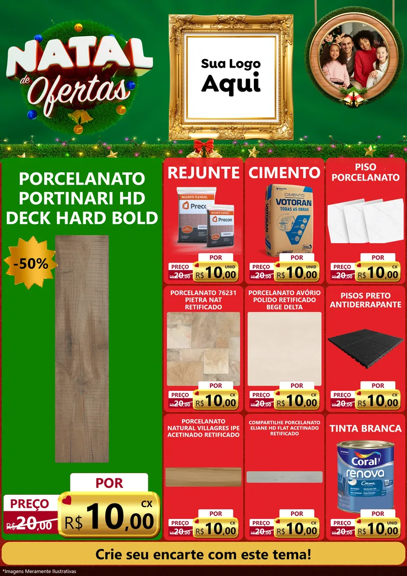 Modelo de Encarte para Encarte A4 Vertical com o tema Natal de Ofertas para Pisos e revestimentos