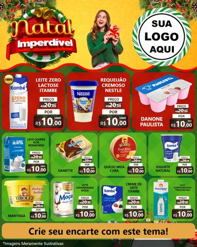 Modelo de Rede Social para Feed Instagram com o tema Natal Imperdível para Frios e Laticínios