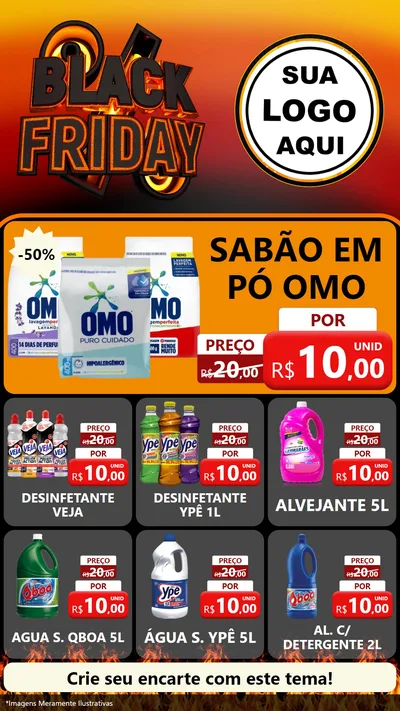 Modelo de Rede Social para Stories com o tema Black Friday para Produtos de Limpeza