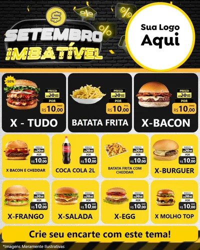 Modelo de Rede Social para Feed Instagram com o tema Setembro Imbatível para Hamburgueria