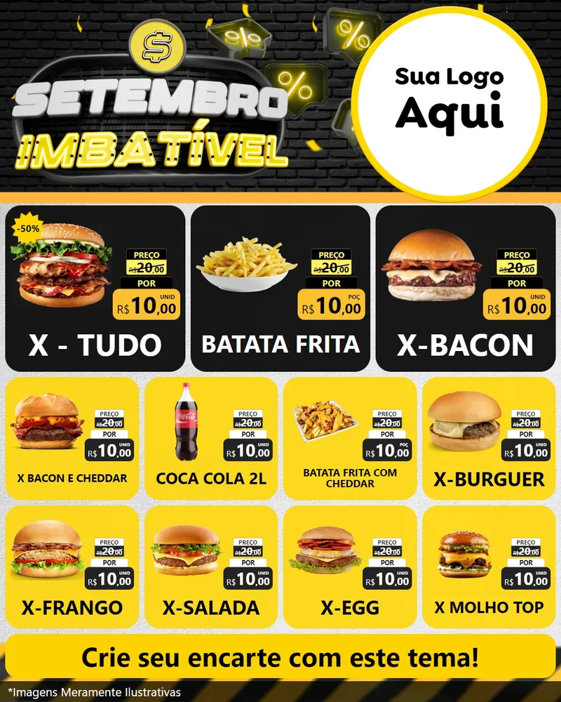 Modelo de Rede Social para Feed Instagram com o tema Setembro Imbatível para Hamburgueria
