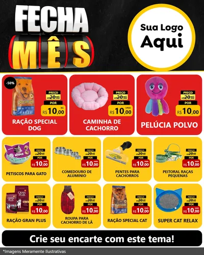 Modelo de Rede Social para Feed Instagram com o tema Fecha Mês para Pet Shop