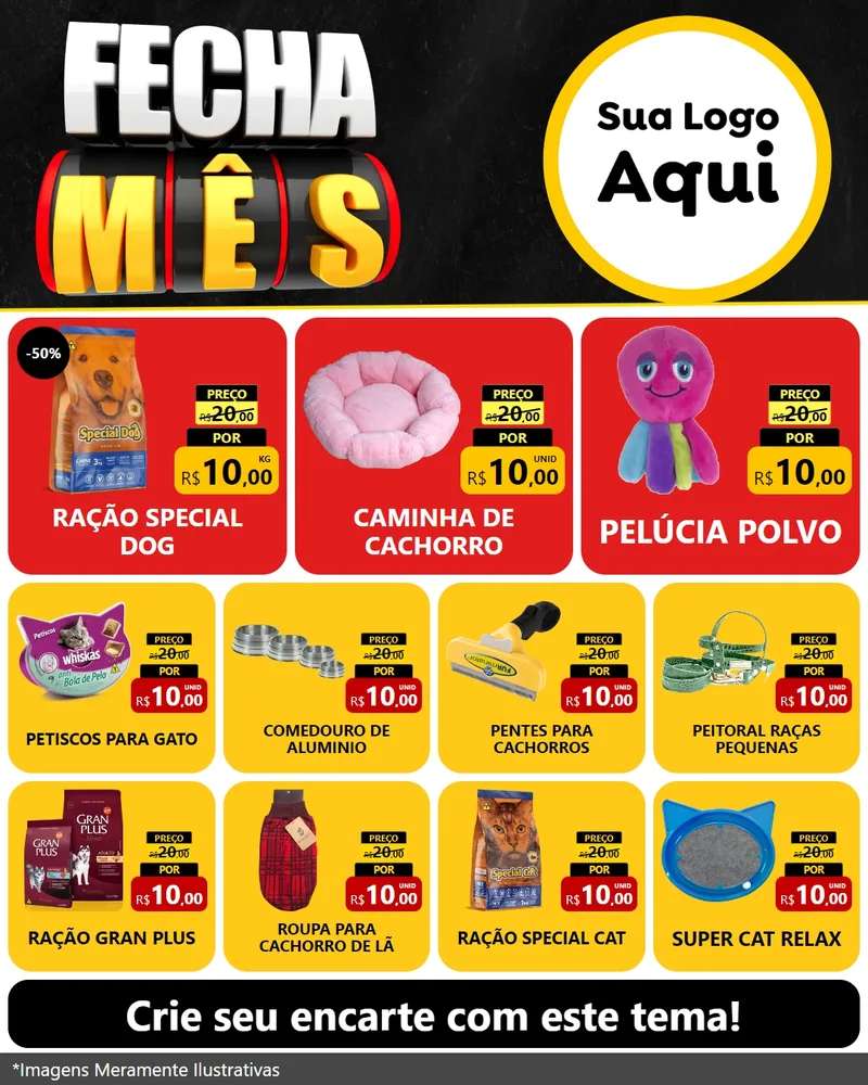 Modelo de Rede Social para Feed Instagram com o tema Fecha Mês para Pet Shop