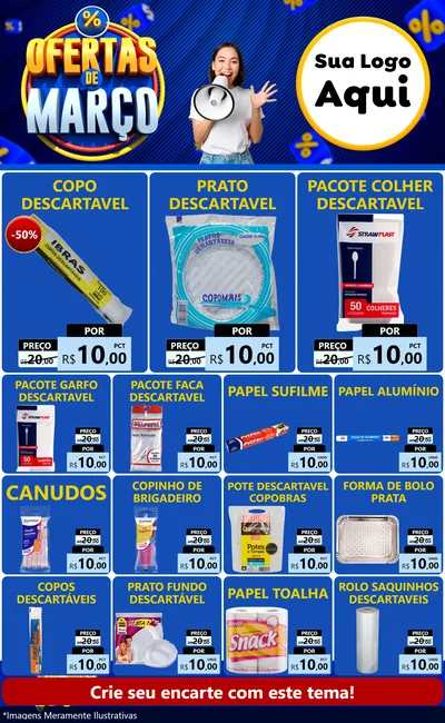 Modelo de Encarte para Encarte Grande com o tema Ofertas de Março para Embalagens
