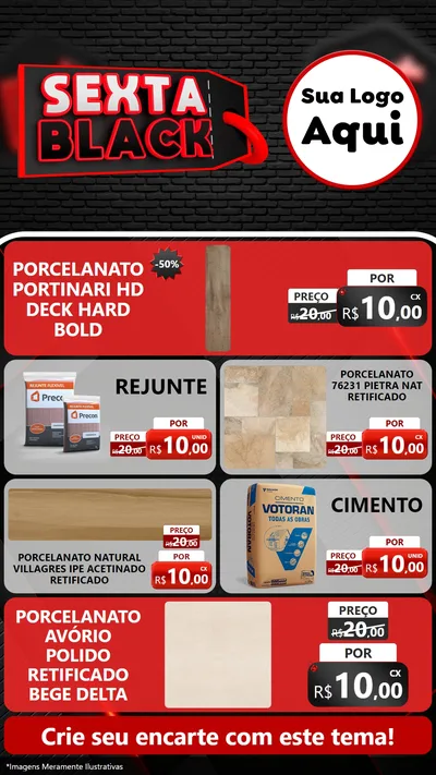Modelo de TV para TV Vertical com o tema Sexta Black para Pisos e revestimentos