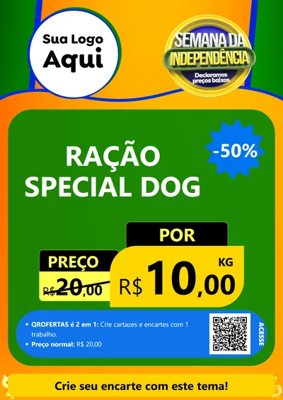 Modelo de Cartaz para Cartaz A4 Vertical com o tema Semana da Independência Declaramos Preços Baixos para Pet Shop