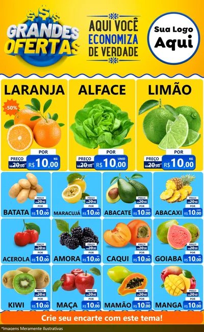 Modelo de Encarte para Encarte Grande com o tema Grandes Ofertas para Hortifrúti
