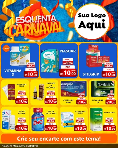 Modelo de Rede Social para Feed Instagram com o tema Esquenta de Carnaval para Farmácia