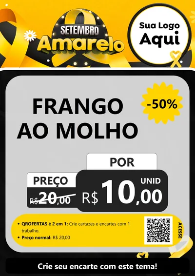 Modelo de Cartaz para Cartaz A4 Vertical com o tema Setembro Amarelo para Restaurante