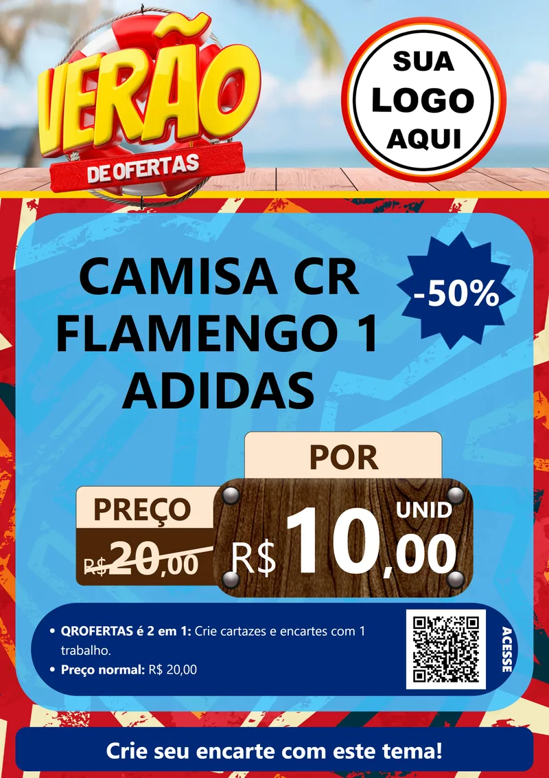 Modelo de Cartaz para Cartaz A4 Vertical com o tema Verão de Ofertas para Roupas e acessórios