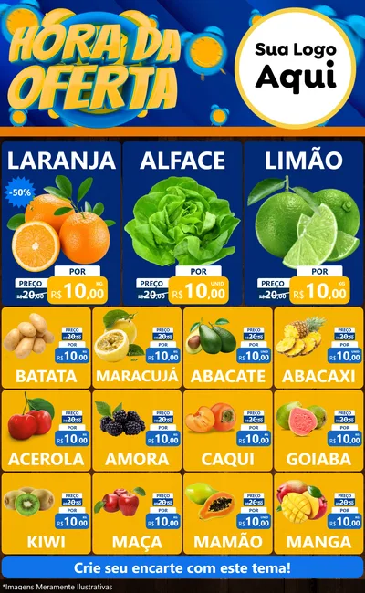 Modelo de Encarte para Encarte Grande com o tema Hora da Oferta para Hortifrúti