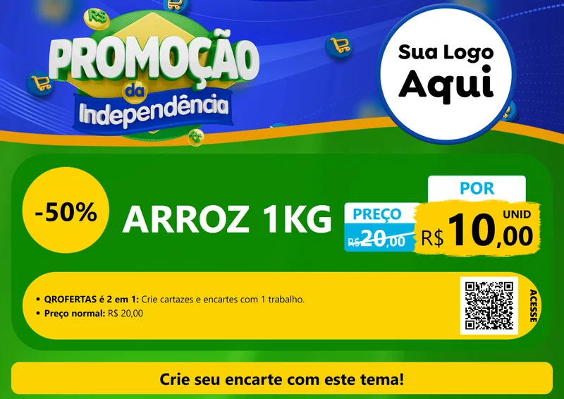 Modelo de Cartaz para Cartaz A4 Horizontal com o tema Promoção da Independência para Supermercado