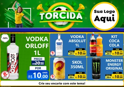 Modelo de Encarte para Encarte A4 Horizontal com o tema Torcida para Distribuidora de bebidas
