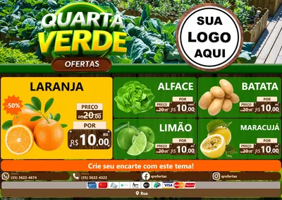 Modelo de Encarte para Encarte A4 Horizontal com o tema Quarta Verde Ofertas para Hortifrúti