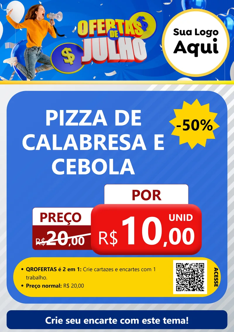 Modelo de Cartaz para Cartaz A4 Vertical com o tema Ofertas de Julho para Pizzaria