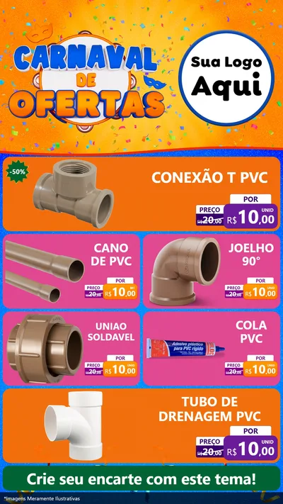 Modelo de TV para TV Vertical com o tema Carnaval de Ofertas para Tubos e conexões