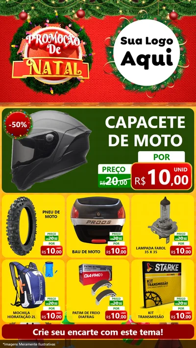 Modelo de Rede Social para Stories com o tema Promoção de Natal para Moto peças