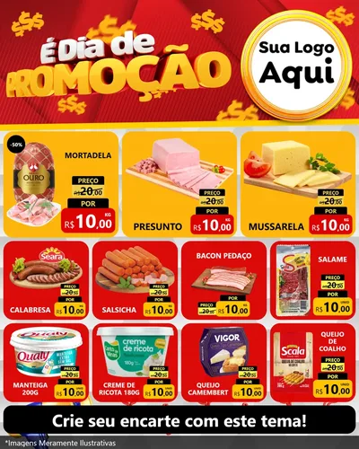 Modelo de Rede Social para Feed Instagram com o tema É Dia De Promoção para Frios e Laticínios