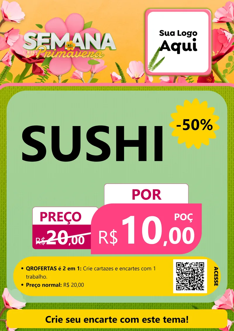 Modelo de Cartaz para Cartaz A4 Vertical com o tema Semana da Primavera para Comida japonesa