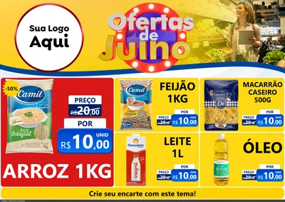 Modelo de Encarte para Encarte A4 Horizontal com o tema Ofertas de Julho para Supermercado