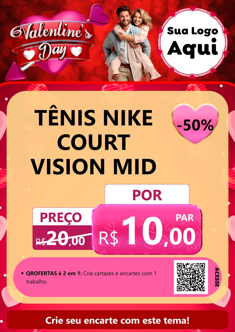 Modelo de Cartaz para Cartaz A4 Vertical com o tema Valentine's Day para Calçados
