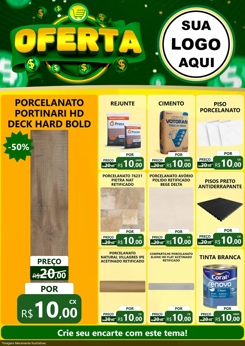Modelo de Encarte para Encarte A4 Vertical com o tema Oferta para Pisos e revestimentos