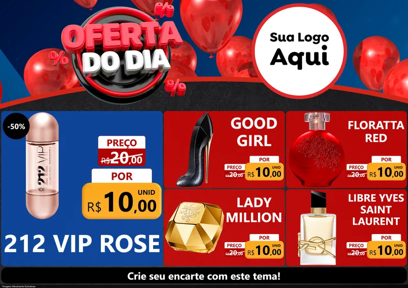 Modelo de Encarte para Encarte A4 Horizontal com o tema Oferta do Dia para Perfumes