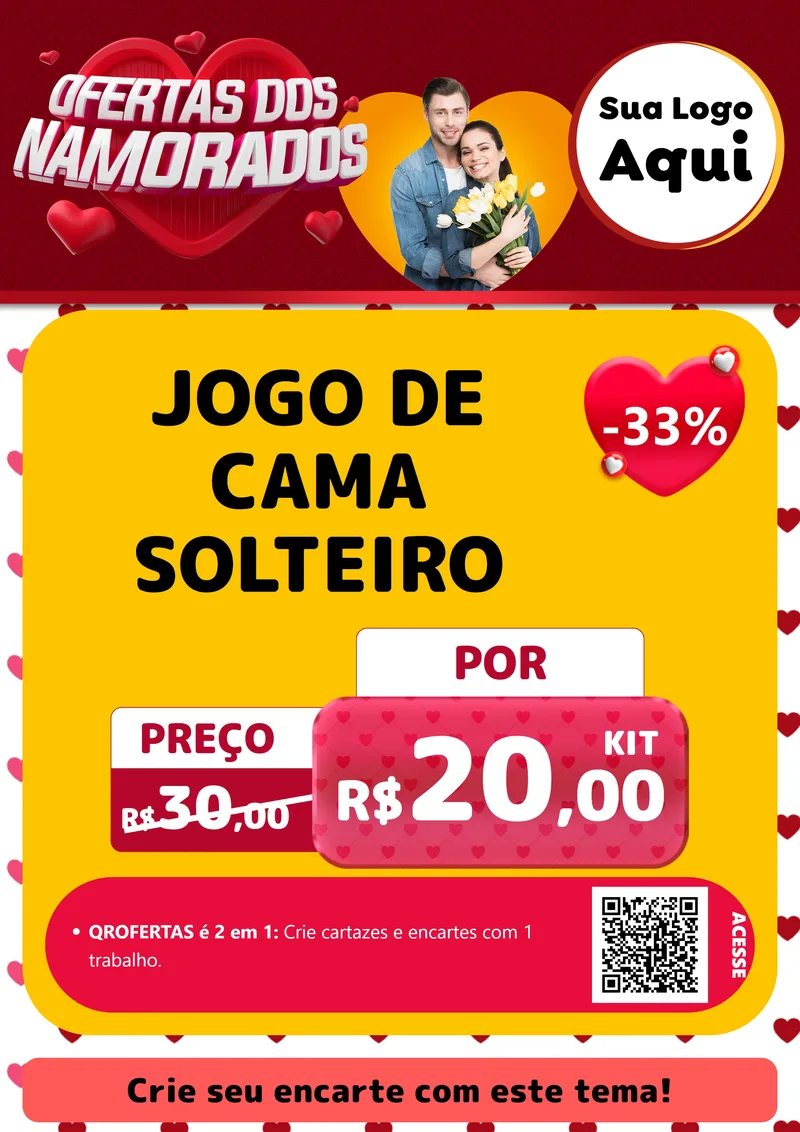 Modelo de Cartaz para Cartaz A4 Vertical com o tema Ofertas Dos Namorados para Cama, Mesa e Banho