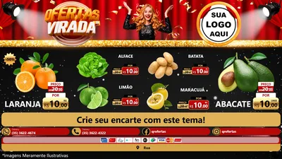 Modelo de TV para TV Horizontal com o tema Ofertas da Virada para Hortifrúti