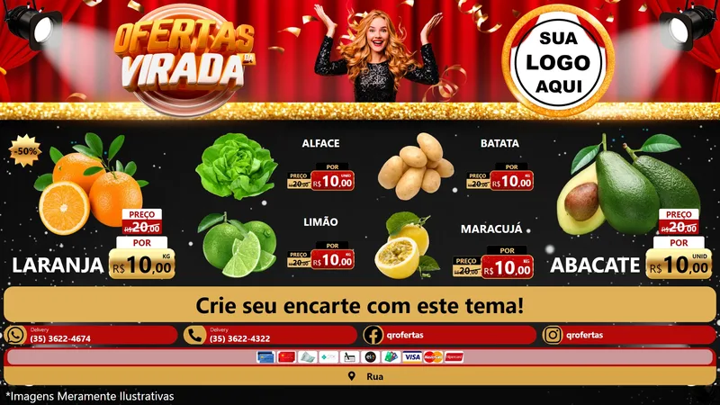 Modelo de TV para TV Horizontal com o tema Ofertas da Virada para Hortifrúti