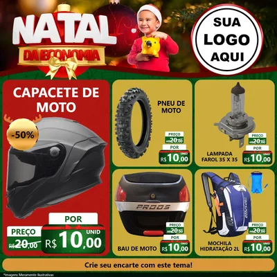 Modelo de Rede Social para Feed Facebook com o tema Natal da Economia para Moto peças