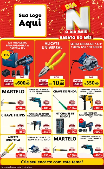 Modelo de Encarte para Encarte Grande com o tema Dia N o Dia Mais Barato do Mês para Maquinas e Ferramentas