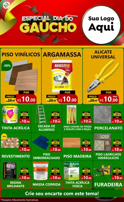 Modelo de Encarte para Encarte Grande com o tema Especial Dia do Gaúcho para Material para Construção