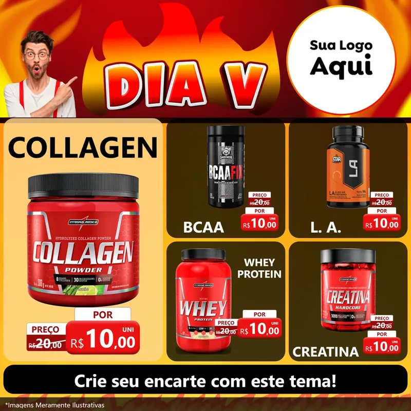 Modelo de Rede Social para Feed Facebook com o tema Dia V para Suplementos alimentares