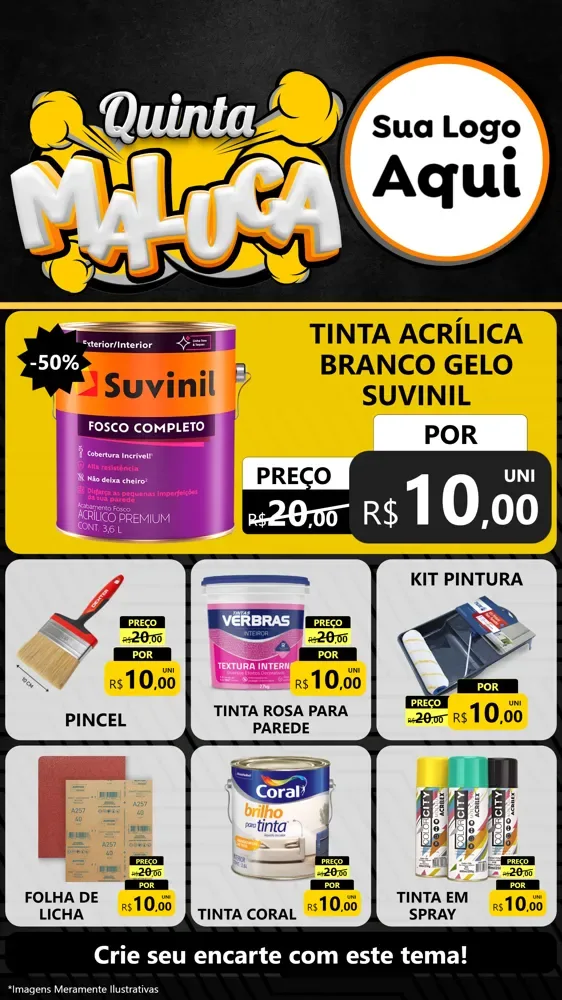 Modelo de Rede Social para Stories com o tema Quinta Maluca para Tintas e Ferramentas