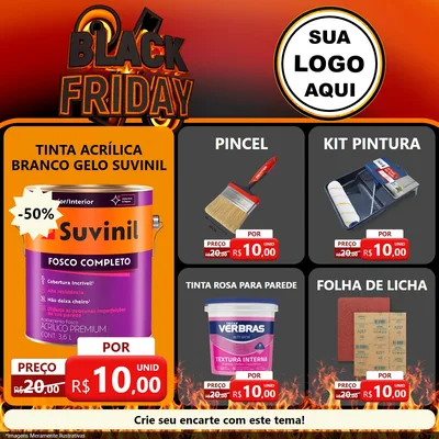 Modelo de Rede Social para Feed Facebook com o tema Black Friday para Tintas e Ferramentas