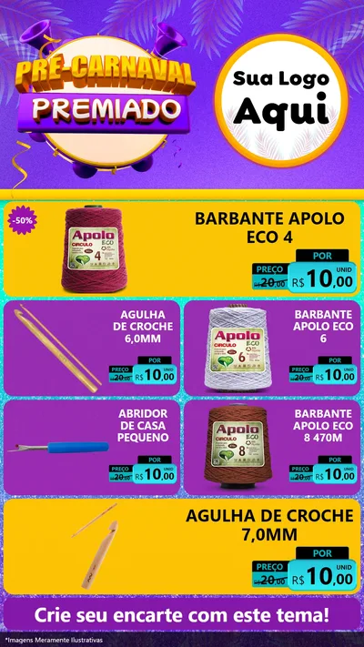 Modelo de TV para TV Vertical com o tema Pré-Carnaval Premiado para Armarinho e Aviamentos