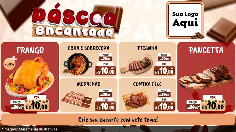 Modelo de TV para TV Horizontal com o tema Páscoa Encantada para Assados