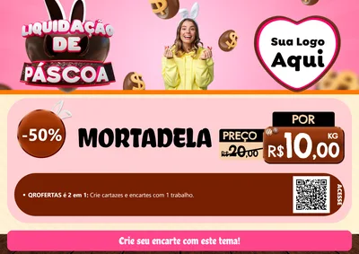 Modelo de Cartaz para Cartaz A4 Horizontal com o tema Liquidação de Páscoa para Frios e Laticínios