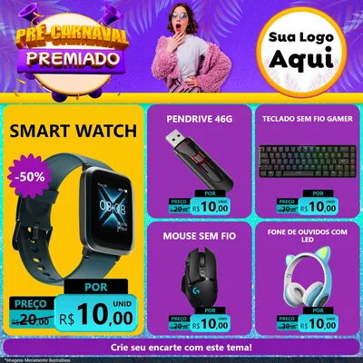Modelo de Rede Social para Feed Facebook com o tema Pré-Carnaval Premiado para Informática