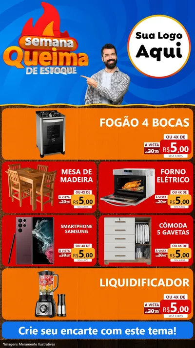 Modelo de TV para TV Vertical com o tema Semana Queima de Estoque para Móveis e Eletro
