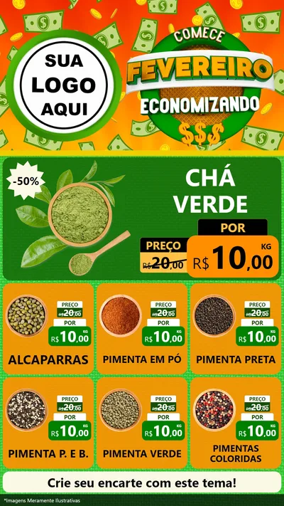 Modelo de Rede Social para Stories com o tema Comece Fevereiro Economizando para Produtos Naturais