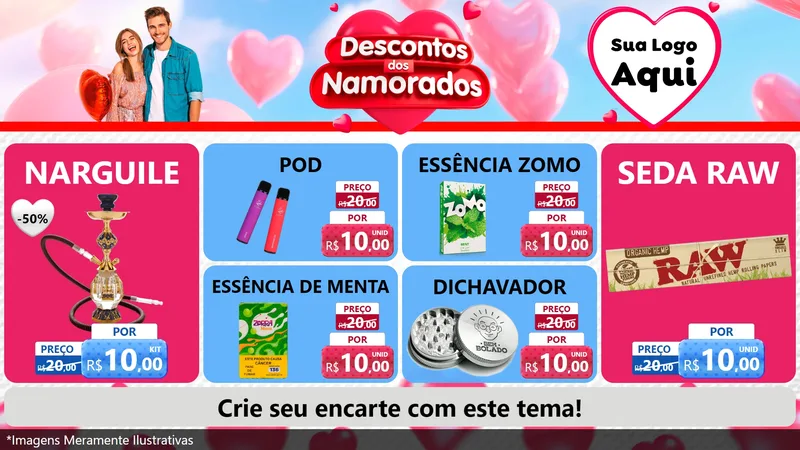 Modelo de TV para TV Horizontal com o tema Descontos dos Namorados para Tabacaria