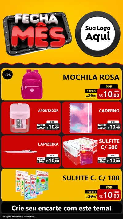 Modelo de TV para TV Vertical com o tema Fecha Mês para Papelaria