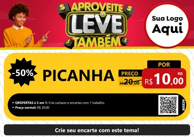Modelo de Cartaz para Cartaz A4 Horizontal com o tema Aproveite e Leve Também para Açougue